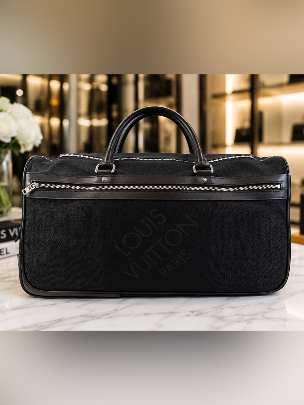 Louis Vuitton Damier Geant Eole 60 Rolling Travel Suitcase / Duffle Bag w/ COA